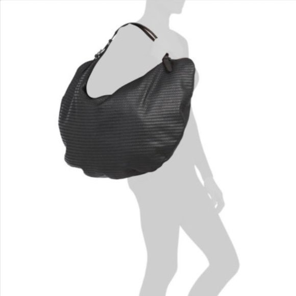 Gianni Segatta Ricamo Large Black Leather Hobo Weekender Tote Made in Italy - Picture 6 of 10